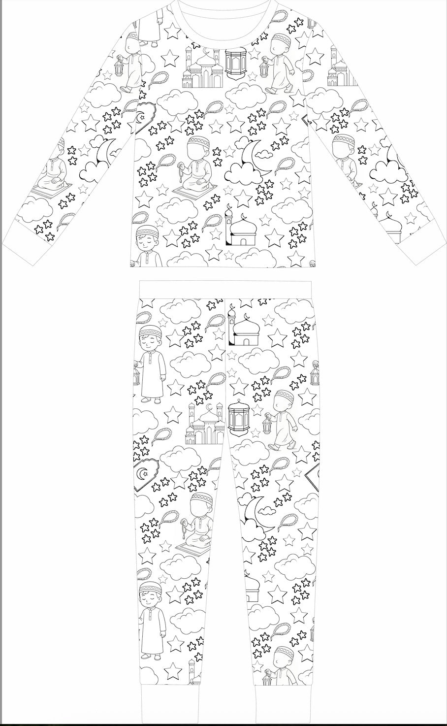 Hilal Dreams— Ramadan Coloring Pajamas for Children | Layalee