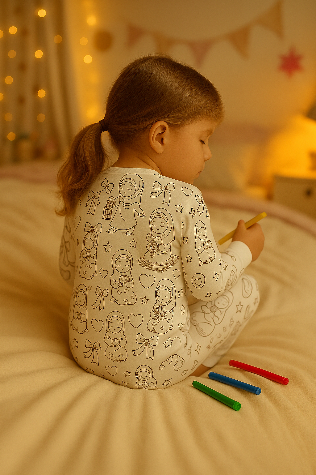 Hearts & Duʿa — Ramadan Coloring Pajamas for Children | Layalee